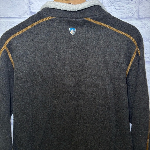 Kuhl Sweater Mens L Brown Alfpaca 1/4 Zip Pullover Sherpa Collar Hike Outdoor - Picture 9 of 14